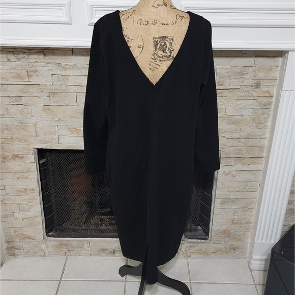 Talbots black long sleeve v‎ back scoop neck sheath dress plus size 20 - Picture 3 of 7